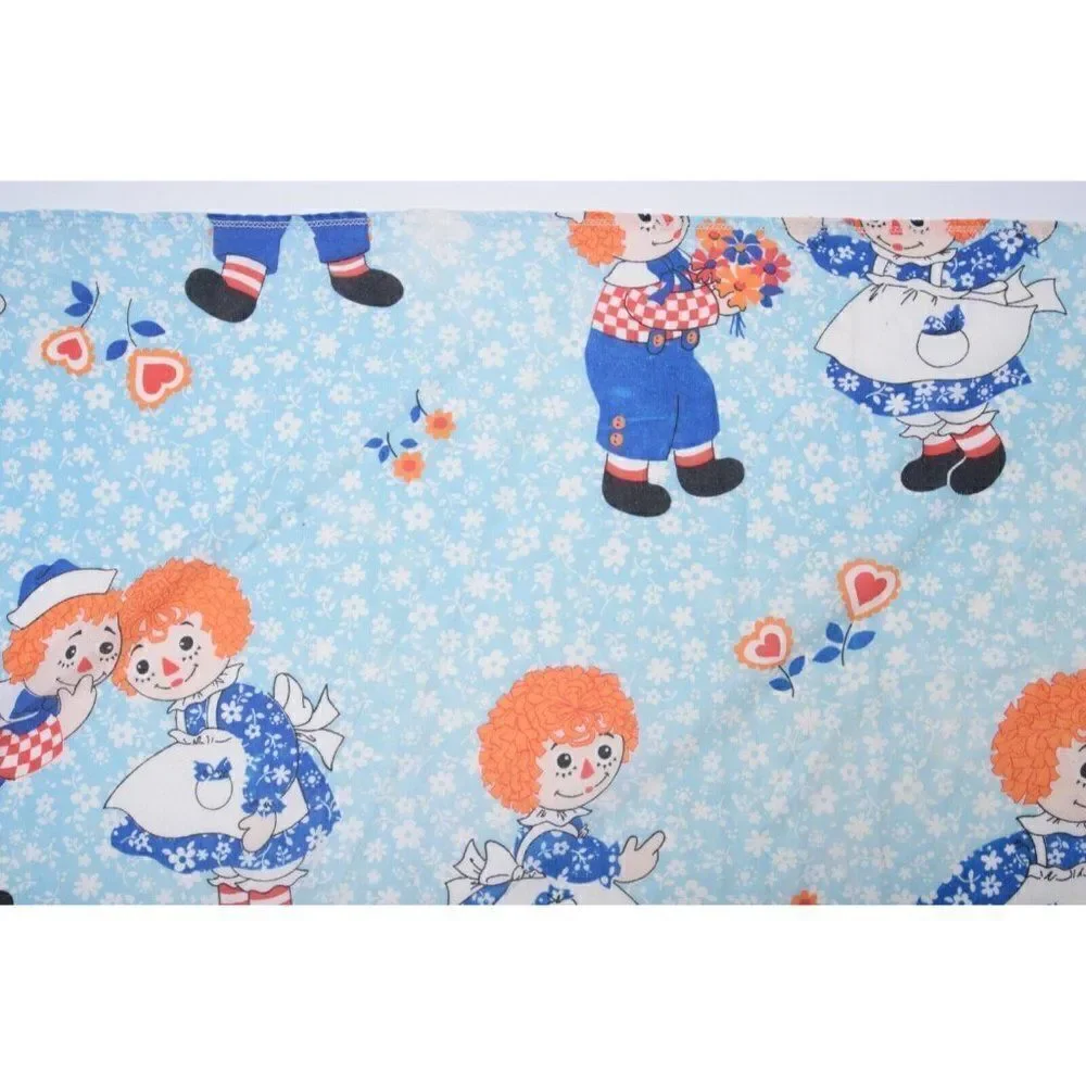 Vintage 70s Sears Raggedy Ann & Andy Doll Coverlet Sheet bobbs merrill company